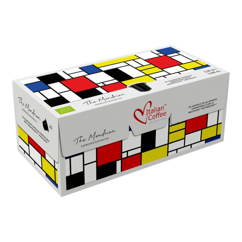20 Nespresso kompatibilných organických hliníkových kapsúl Mondrian Ristretto talianskych kávových kapsúl
