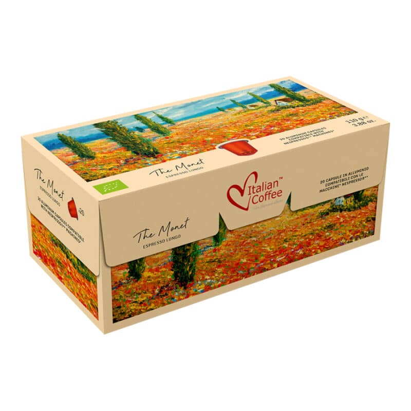 20 Monet Lungo organických hliníkových talianskych kávových kapsúl kompatibilných s Nespresso